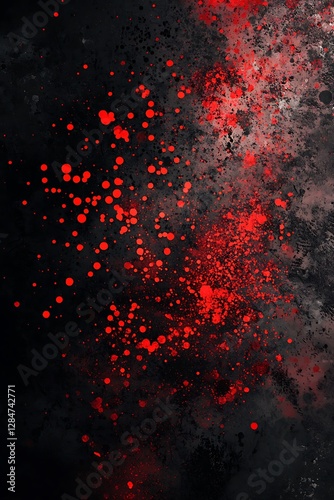 Dark grainy gradient with red spots on a black background, forming an abstract and dynamic design.
