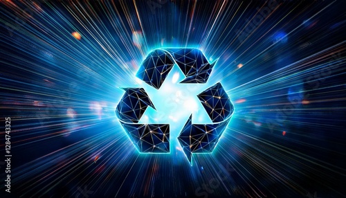 abstract recycle symbol network digital art