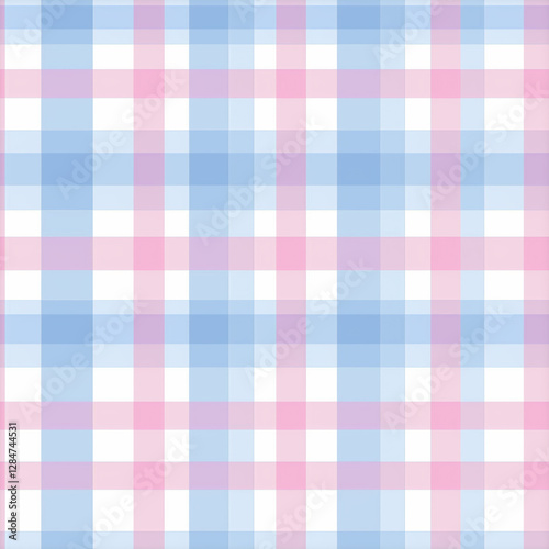 Seamless fabric texture. Gingham soft pink & soft blue wallpaper. Seamless fabric texture