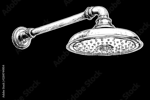Vintage Shower Head Drawing