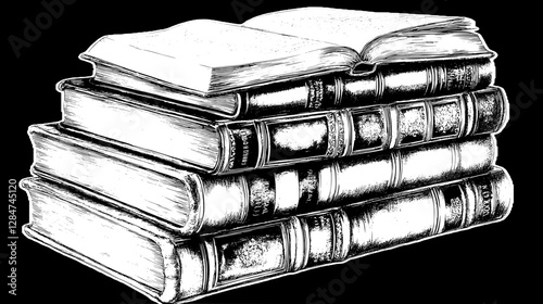 Stacked Books Illustration