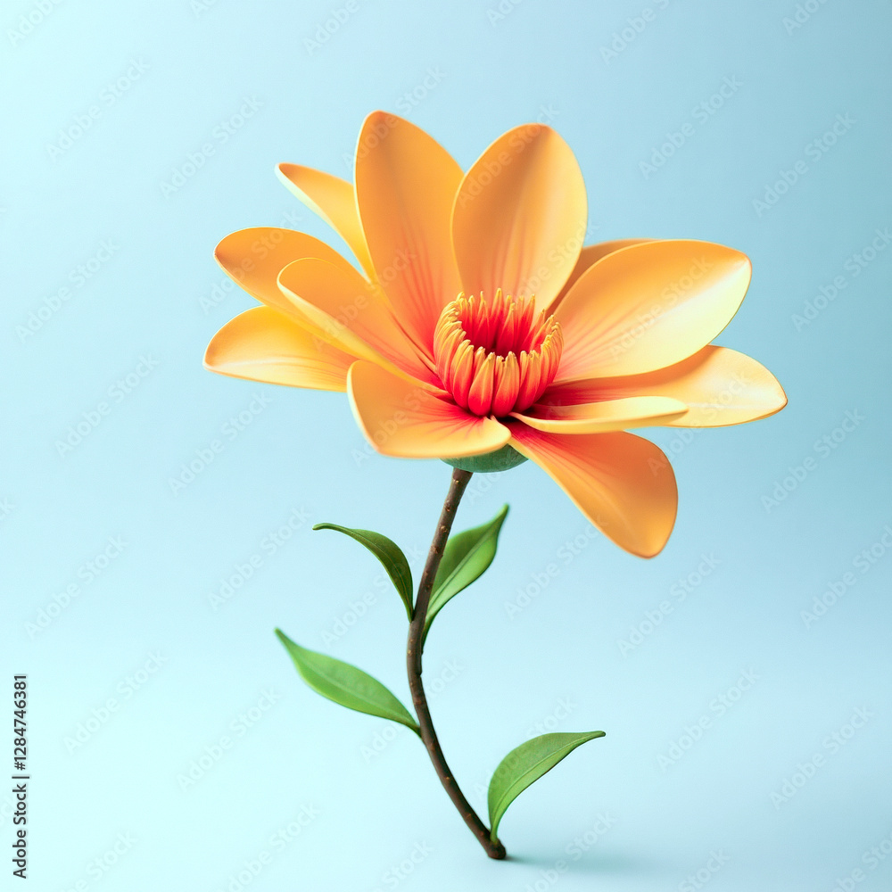 close-up of a vibrant flower against a soft blue background close-up of a vibrant flower against a soft blue background