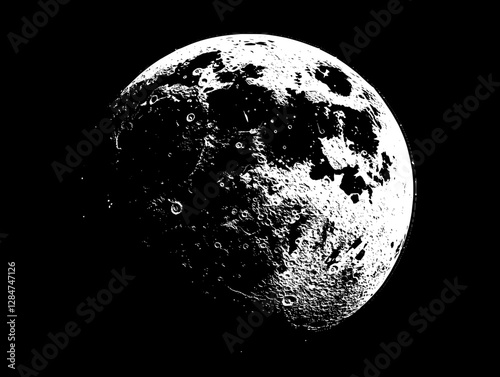 Detailed Moon Surface in Stunning Black and White