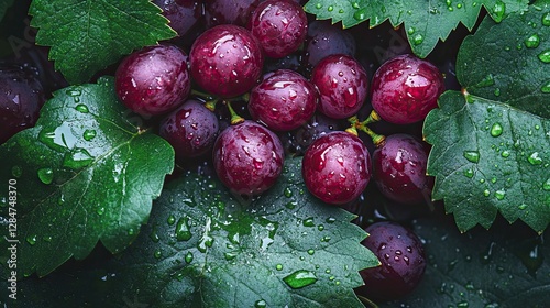 Dew-Kissed Red Grapes: A Harmony from Nature's Riches