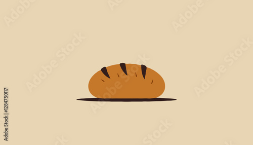  Simple illustration of a loaf of bread on a light background.


