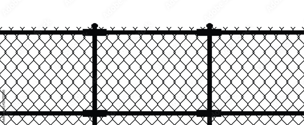 A chain link fence with a white background A chain link fence with a white background