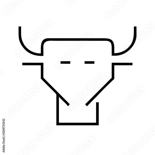 Abstract bull illustration, minimalist design, modern style, symbolism