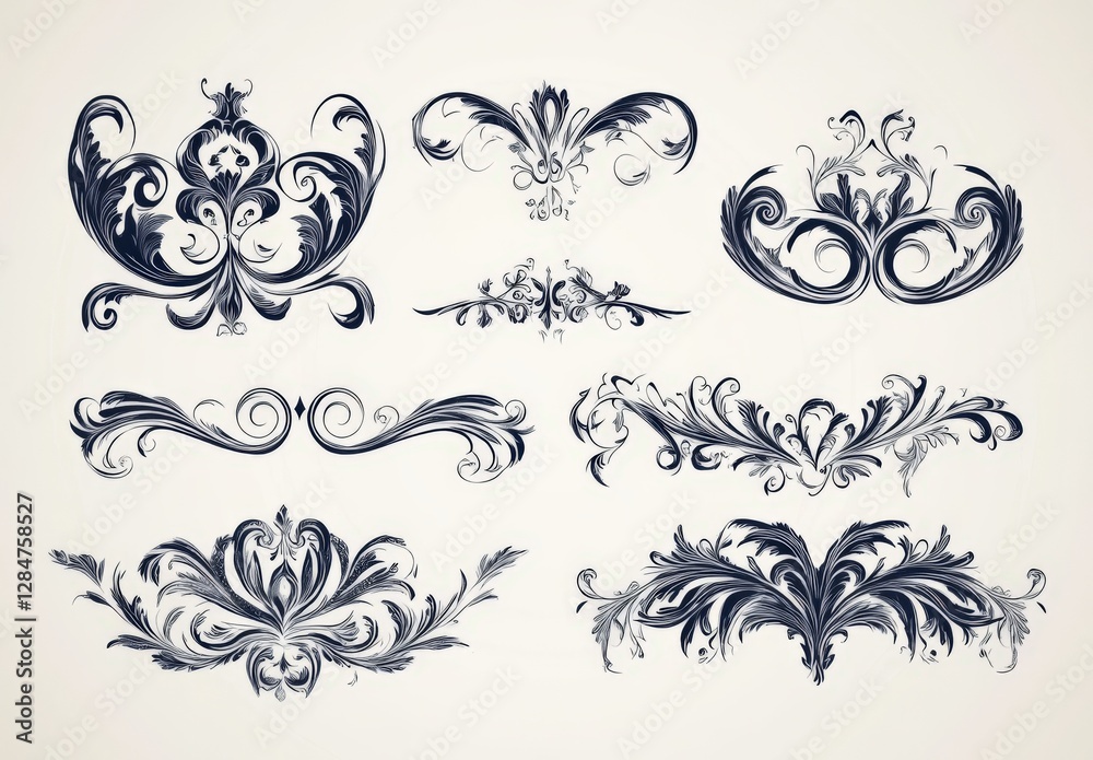 Naklejka premium calligraphic vintage design elements set and page decorations