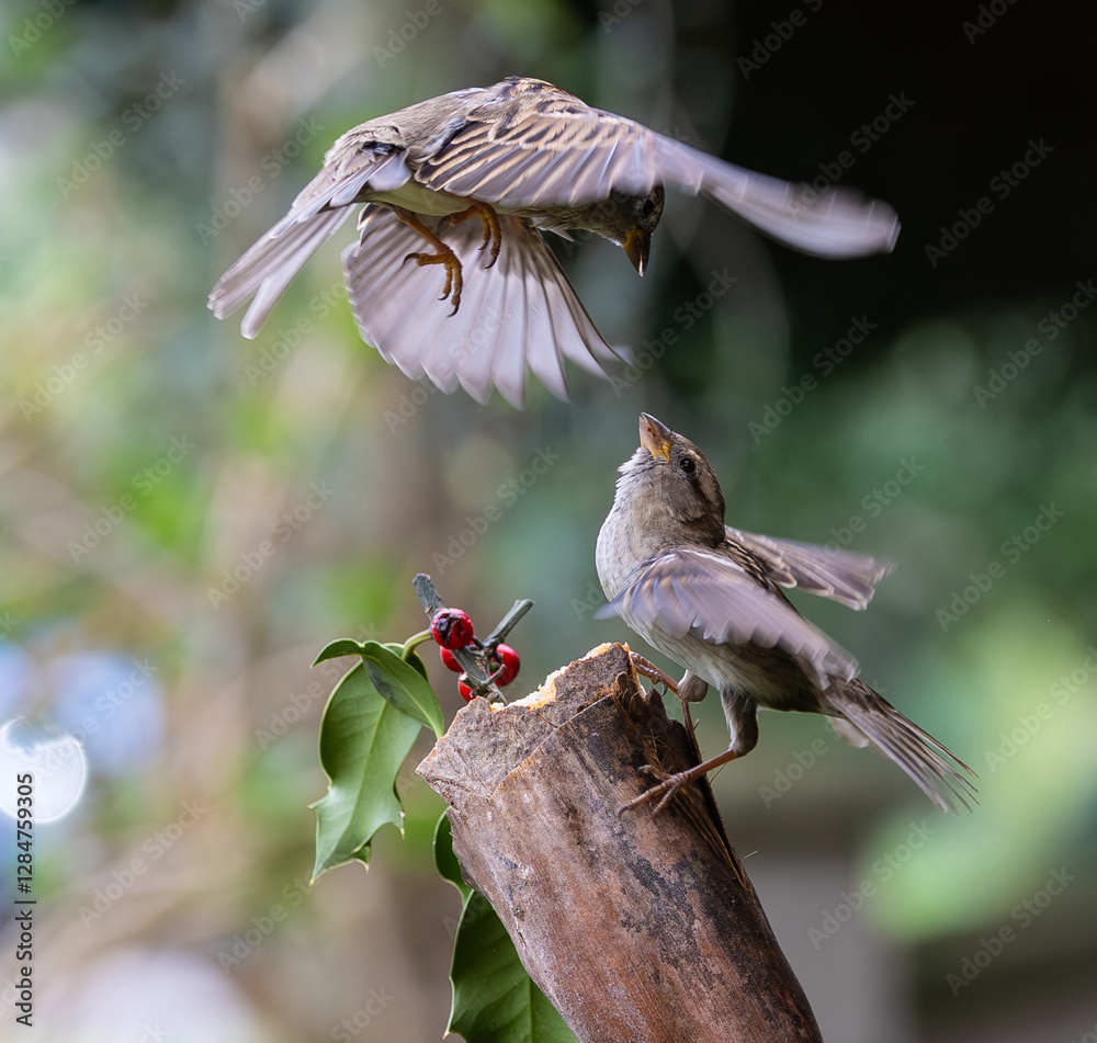 Sparrow fights leave spectacular acrobatics!