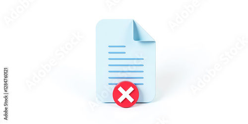 3d render of a rejected document
