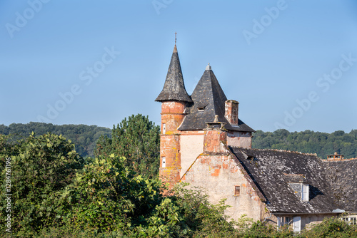House in Collonges-la-Rouge (Collonges the Red) in Corrèze, France in summer