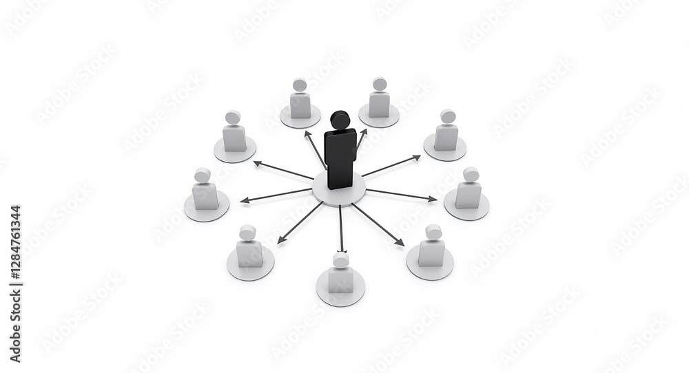 Obraz premium central black figure in a network of interconnected grey figures