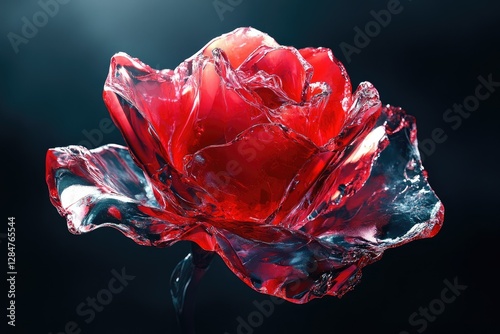 A captivating red glass rose, sculpted with exquisite detail, showcasing the beauty of artistry and nature.