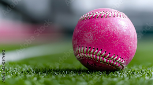 Wallpaper Mural Pink softball on green field, game in background, sports Torontodigital.ca