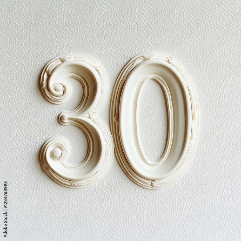 Elegant golden number 30 on an ornate background Elegant golden number 30 on an ornate background