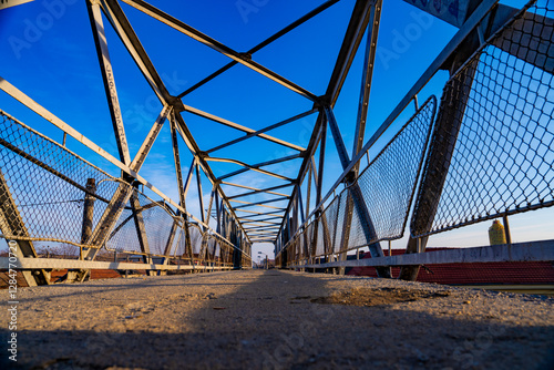 railway bridge, metal walkway, footbridge over the railway