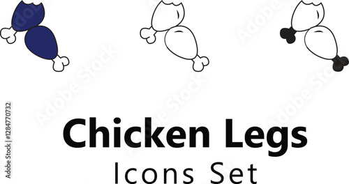 Chicken Legs Icons thin line and glyph vector icon editable stroke illustration.