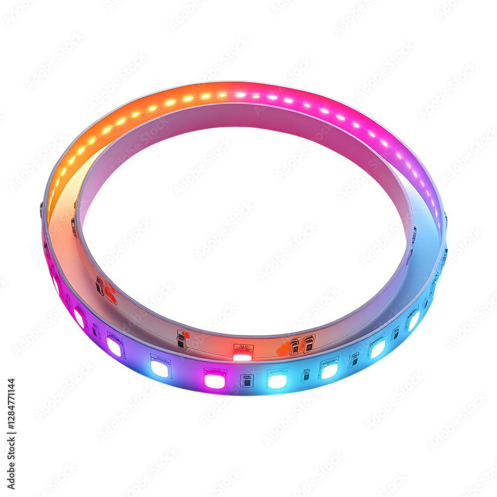 A Modern Stylish LED Strip Light with Customizable Color Isolated on Transparent Background A Modern Stylish LED Strip Light with Customizable Color Isolated on Transparent Background