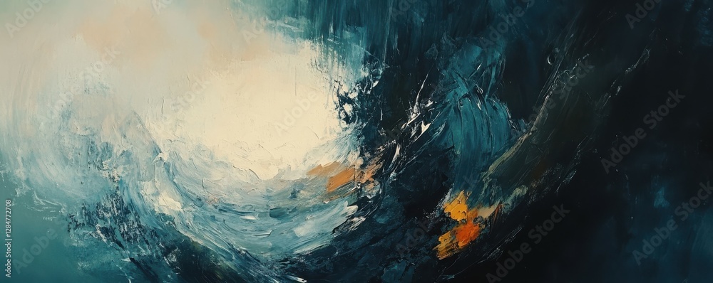 Abstract oceanic swirl with movement and vibrant colors in dynamic brush strokes Abstract oceanic swirl with movement and vibrant colors in dynamic brush strokes
