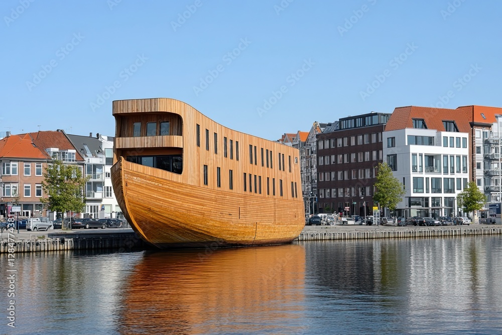 Naklejka premium a tourist attraction located in the old port of Genoa, Italy