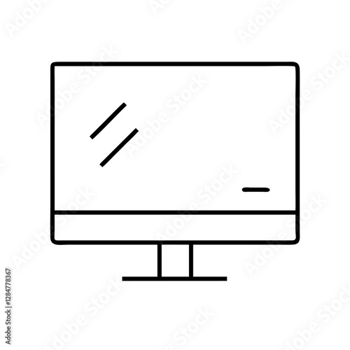 Minimalist computer monitor illustration in black and white, digital design