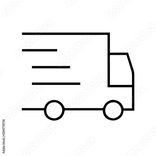 Simple delivery truck icon moving swiftly, transportation concept