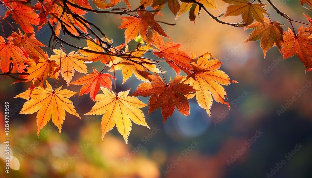 colorful autumn maple leaves on a tree branch colorful autumn maple leaves on a tree branch