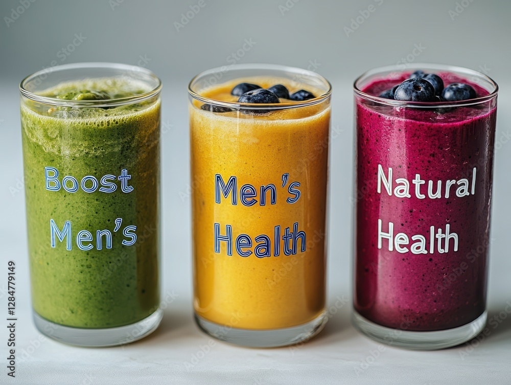 Photo of a health drink in a transparent glass with a label for energy Photo of a health drink in a transparent glass with a label for energy