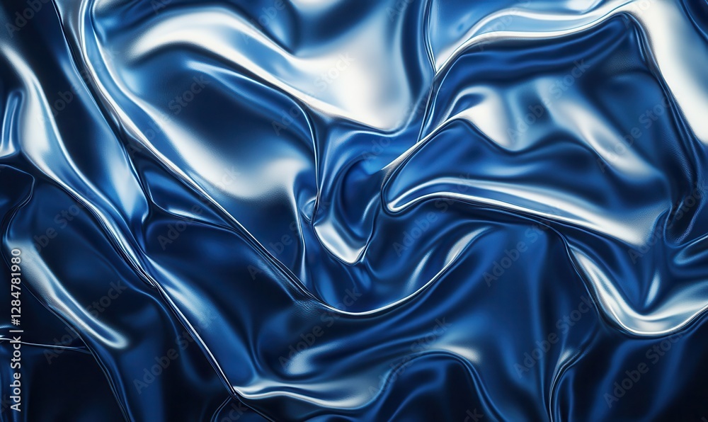 Obraz premium Abstract gradient background in shades of deep blue and silver blending seamlessly, illuminated by soft light creating depth and contrast