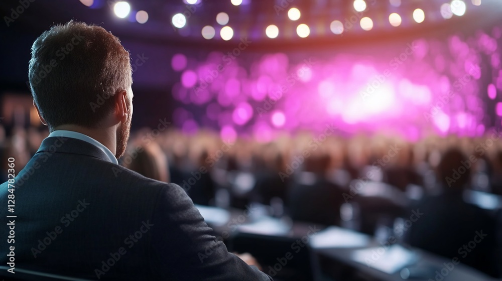 Fototapeta premium Conference attendee watching presentation