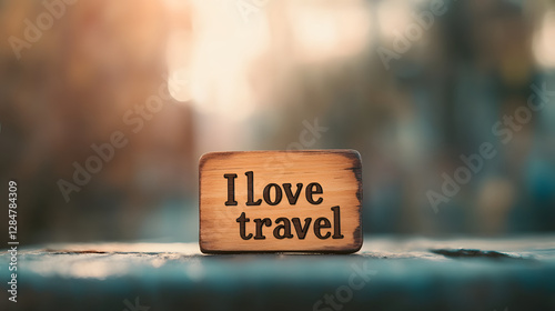 A small wooden label with the words 