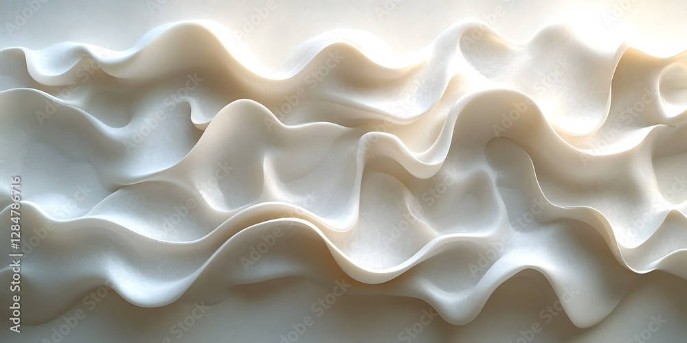 Fototapeta premium Abstract White Sculptural Waves (2)