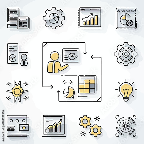 illustrations vector icon for DIGITAL marketing Economy business tools and info graph electronic charts with data analysis 
