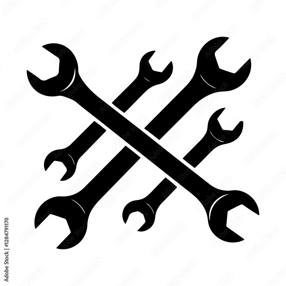 Fototapeta premium silhouette of clean vector Wrench set isolated on white background