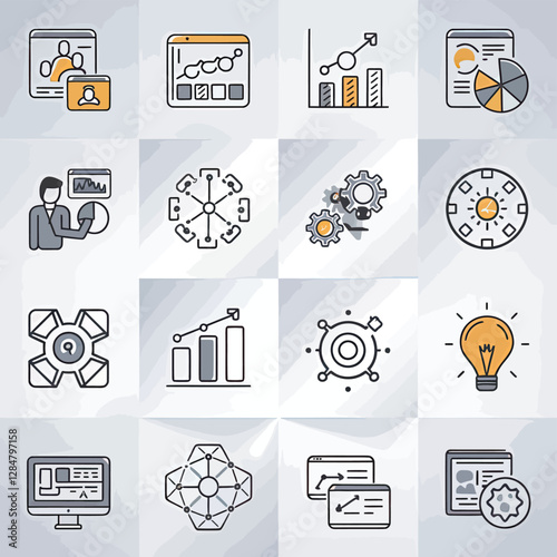 illustrations vector icon for DIGITAL marketing Economy business tools and info graph electronic charts with data analysis 

