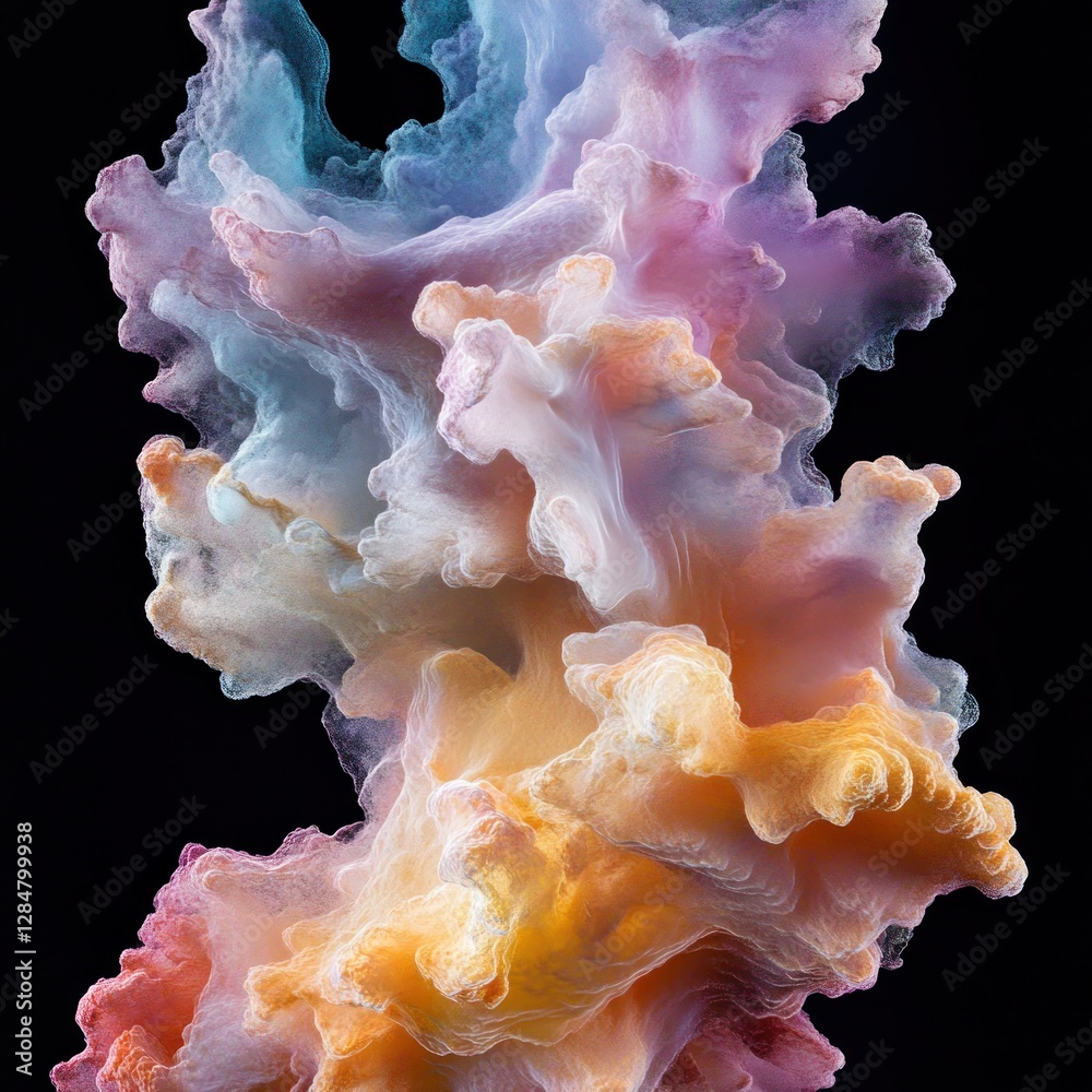 Abstract colorful ink explosion against black background Abstract colorful ink explosion against black background