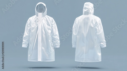 Transparent Raincoat: Front and Back View Product Shot