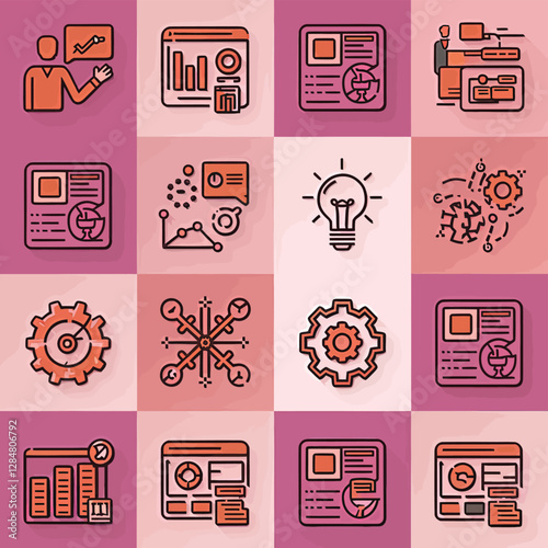 illustrations vector icon for DIGITAL marketing Economy business tools and info graph electronic charts with data analysis 
