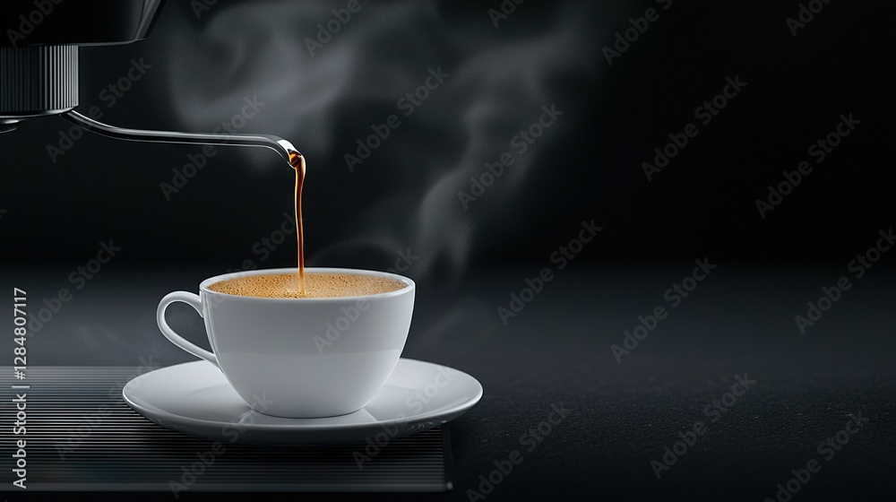 Coffee pouring from cup to saucer with steam rising Coffee pouring from cup to saucer with steam rising