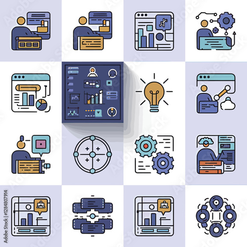 illustrations vector icon for DIGITAL marketing Economy business tools and info graph electronic charts with data analysis 
