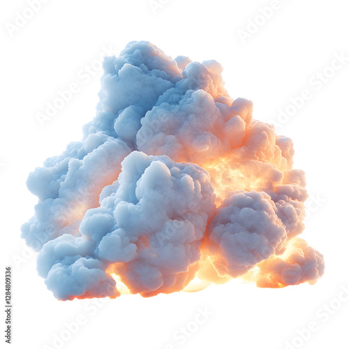 A Fluffy 3D Cartoon Cloud with Soft Glowing Edges Floa Isolated on Transparent Background photo