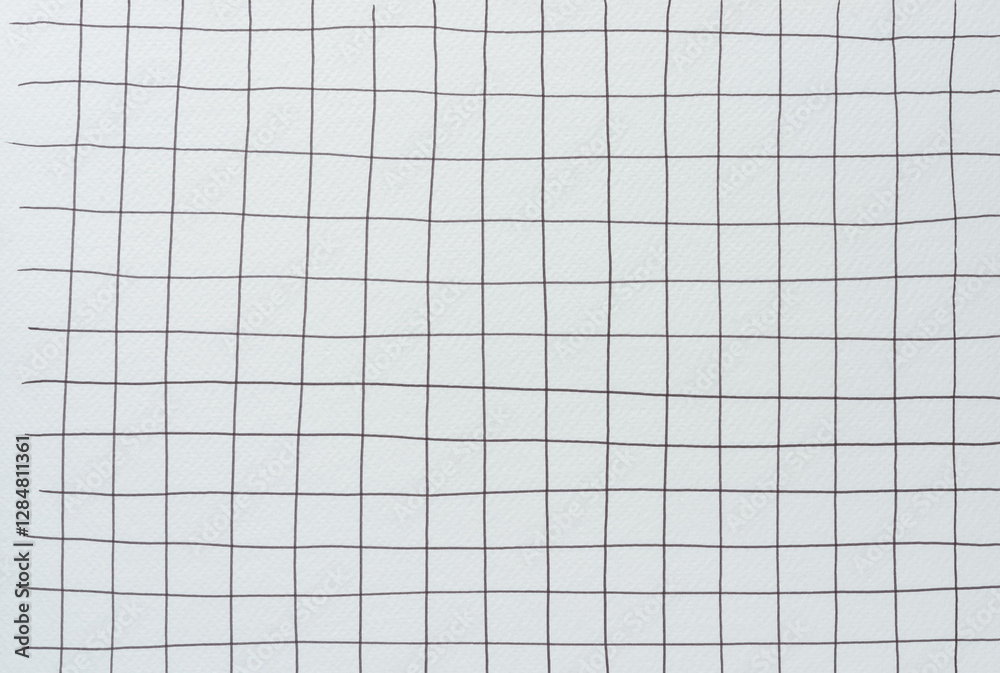 blank, textured, paper sheet with uneven black ink grid