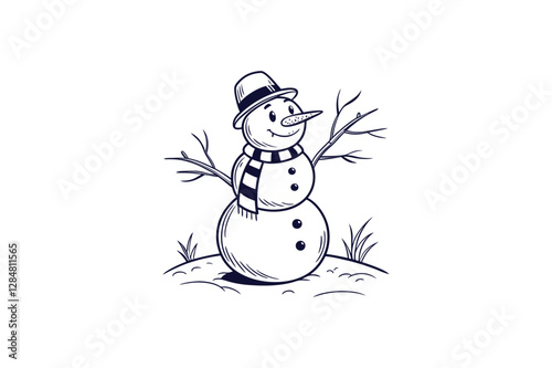 snowman with scarf clip art vector illustration