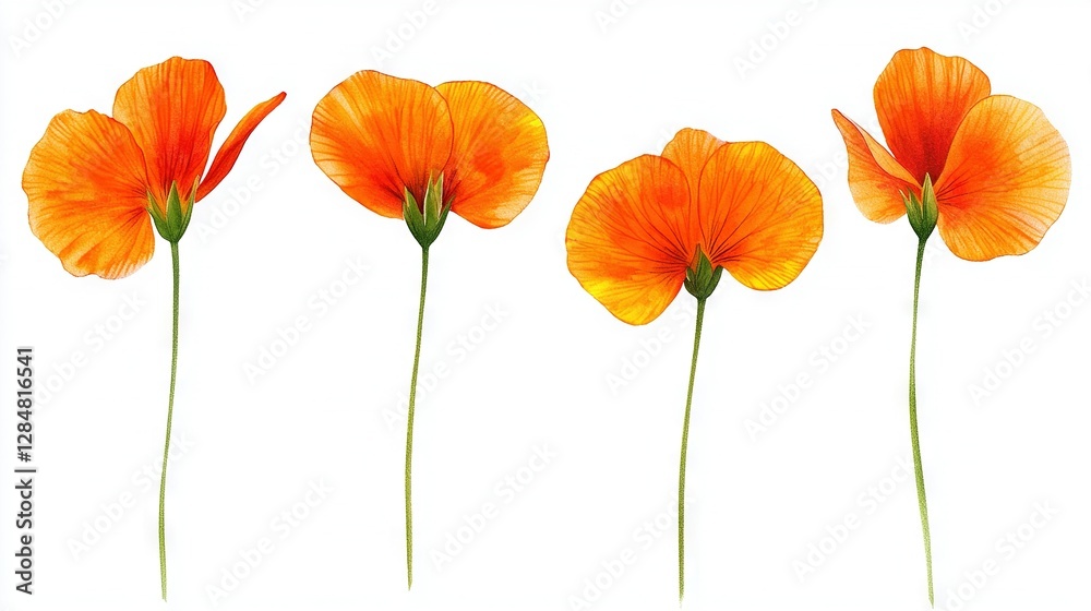 Naklejka premium A group of orange flowers arranged together on a white background
