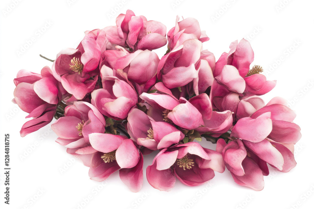Naklejka premium A cluster of pink magnolia flowers arranged artistically.