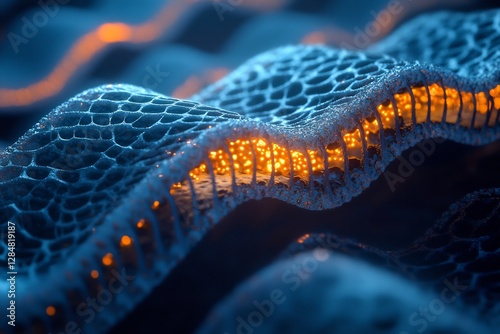 Hyper realistic cell membrane phospholipid bilayer embedded protein glowing edge cinematic lighting ultra detailed texture high fidelity symmetrical design centered composition natural gradient 8k