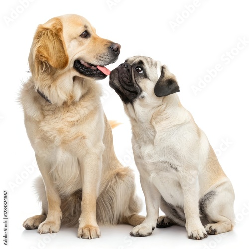 golden retriever puppy sitting on a white background