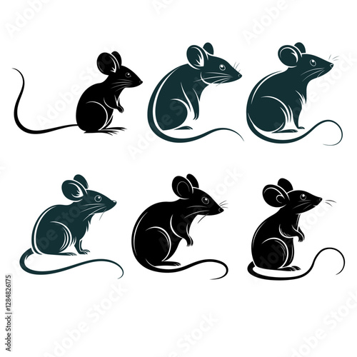 Rat silhouette bundle vector Style with white background 