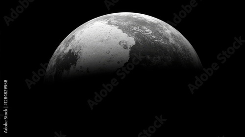 Detailed Lunar Surface with Craters and Gray Texture in Outer Space Explored by Science and Astronomy Featuring Celestial Body in the Orbit photo