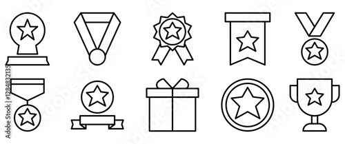 Reward icon collection set. Containing award, prize, medal, gift, trophy, badge and more. Vector illustrstion